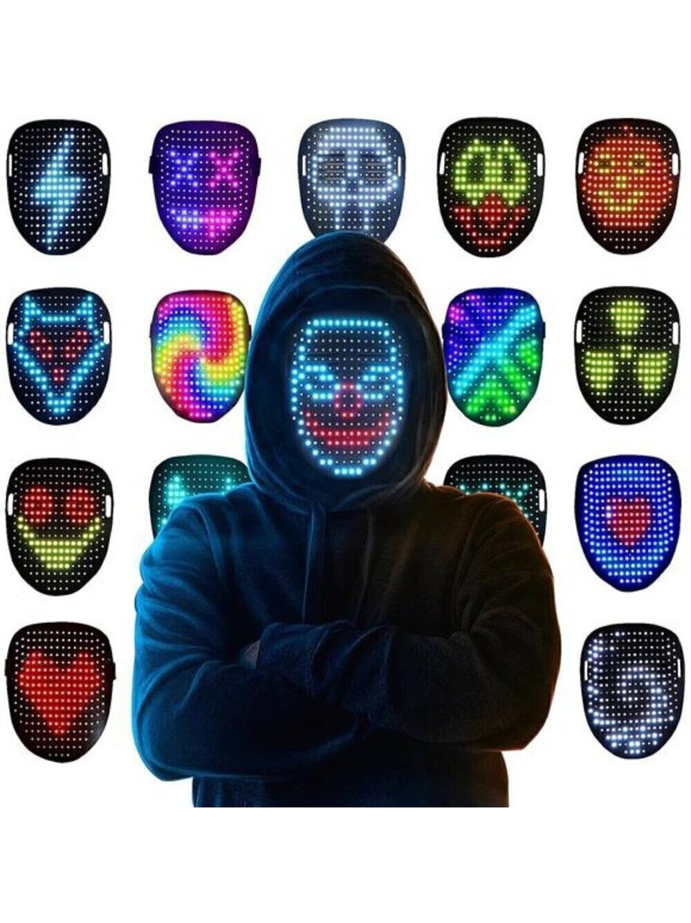 LED Mask Light up Mask with Gesture Sensing, Cool Face Transforming Mask, NEW